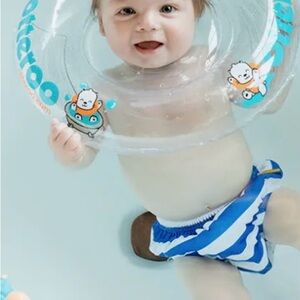 Baby Swim Ring with Blue Striped Swim Diaper